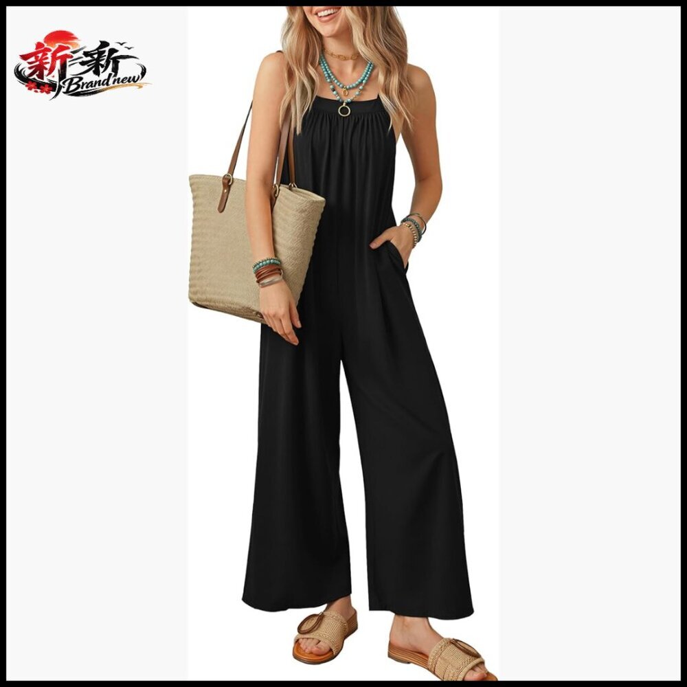 Soft Stretch Jumpsuit with Adjustable Straps and Pockets